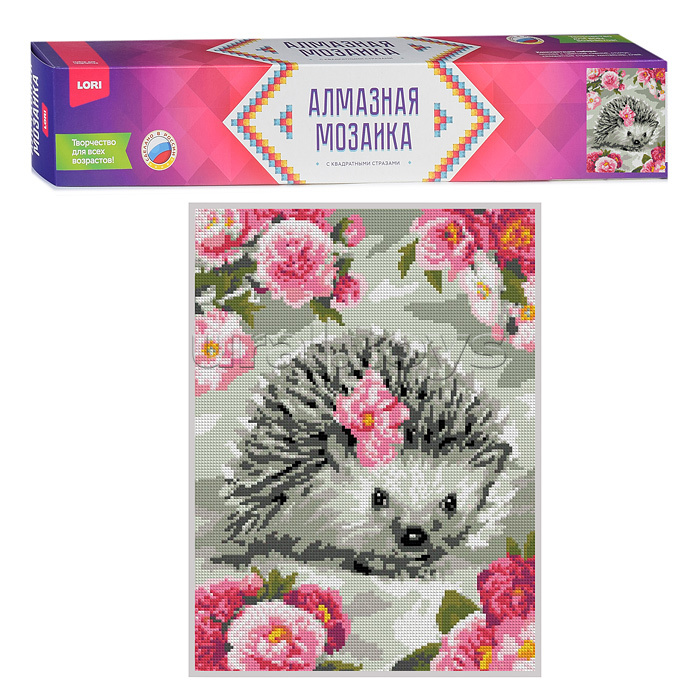 Алмазная мозаика 30х40 см ,'Цветочный ёжик', (полное заполнение), Ам-029