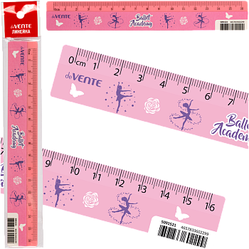 Линейка пластиковая 'deVENTE. Ballet Academy' 16 см, с дизайном, 5091521