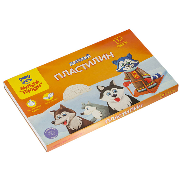 Пластилин Мульти-Пульти 'Енот на Аляске', 18 цветов, 270г, со стеком, картон  ДП_10237