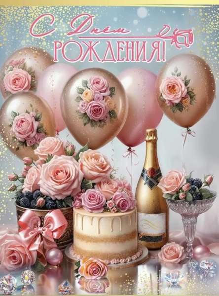 Открытка А4, 'С Днем Рождения', 50000143